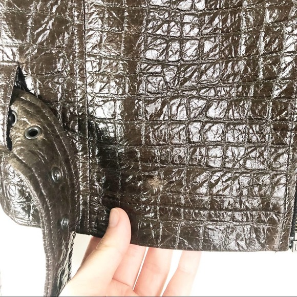 Rinascimento Faux Leather Brown Moto Short Jacket - Picture 7 of 10